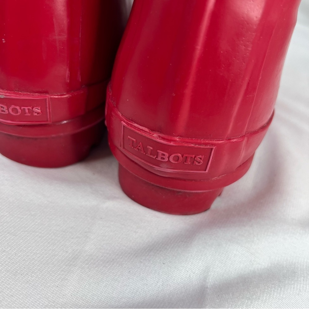 TALBOTS Women's Red Plaid Mid-Calf Rain Boots Size 6 Waterproof - Picture 7 of 10